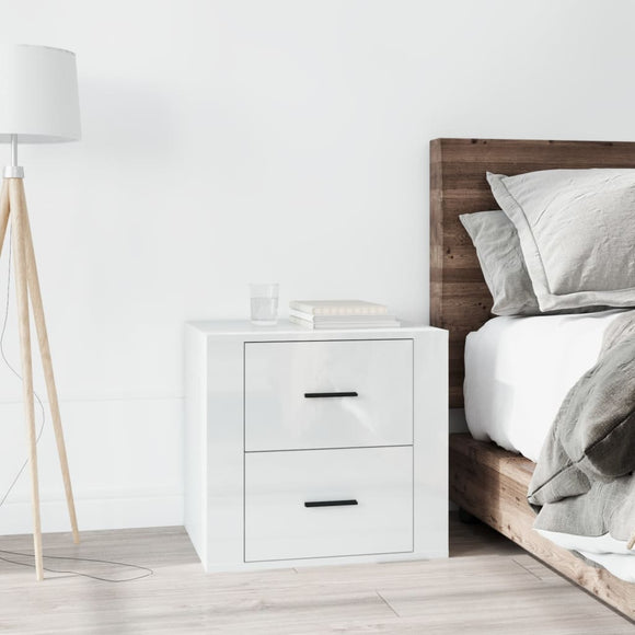 NNEVL Bedside Cabinet High Gloss White 50x39x47 cm