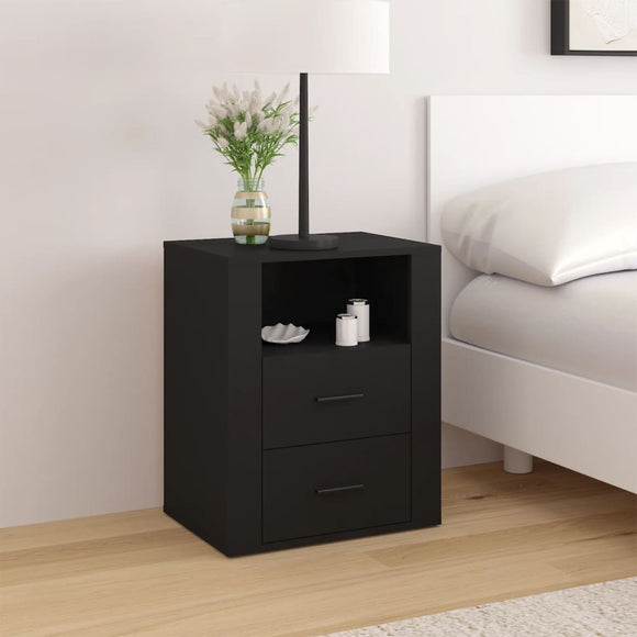 NNEVL Bedside Cabinet Black 50x36x60 cm Engineered Wood