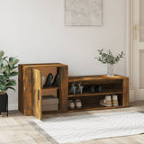 NNEVL Shoe Cabinet Smoked Oak 130x35x54 cm Engineered Wood