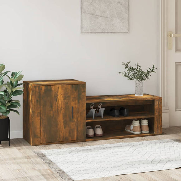 NNEVL Shoe Cabinet Smoked Oak 130x35x54 cm Engineered Wood
