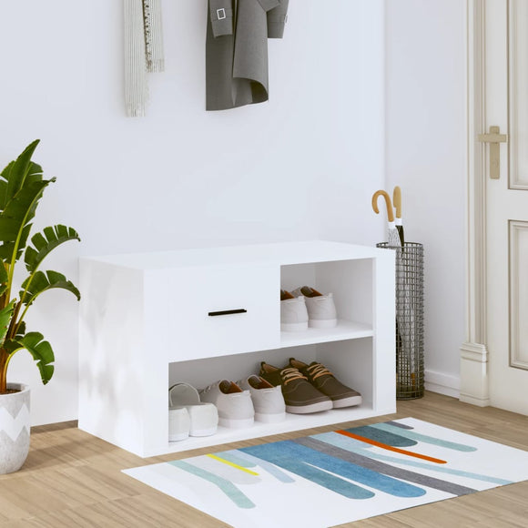 NNEVL Shoe Cabinet White 80x35x45 cm Engineered Wood