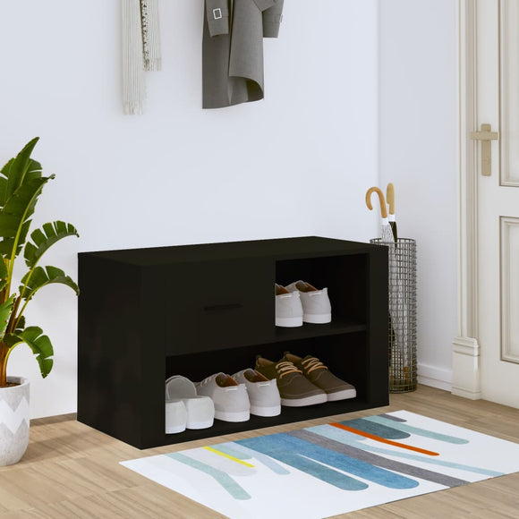NNEVL Shoe Cabinet Black 80x35x45 cm Engineered Wood
