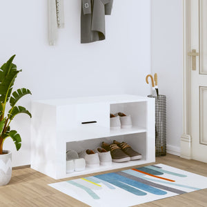 NNEVL Shoe Cabinet High Gloss White 80x35x45 cm Engineered Wood