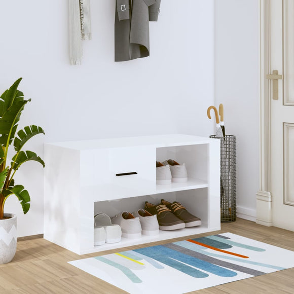 NNEVL Shoe Cabinet High Gloss White 80x35x45 cm Engineered Wood