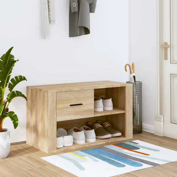 NNEVL Shoe Cabinet Sonoma Oak 80x35x45 cm Engineered Wood