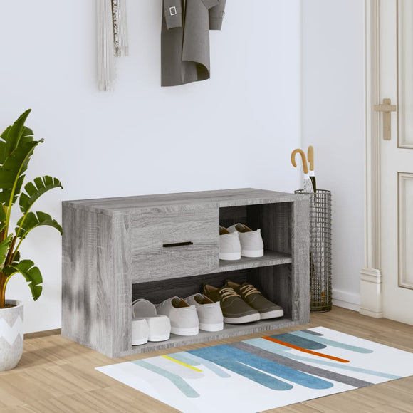 NNEVL Shoe Cabinet Grey Sonoma 80x35x45 cm Engineered Wood