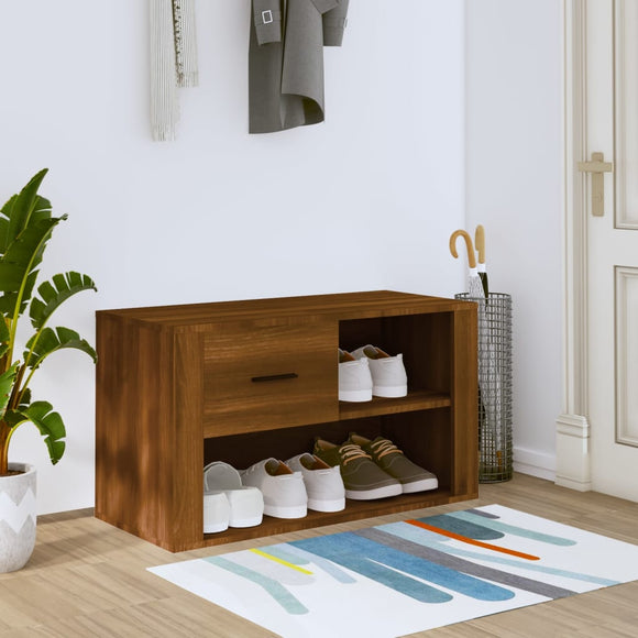NNEVL Shoe Cabinet Brown Oak 80x35x45 cm Engineered Wood