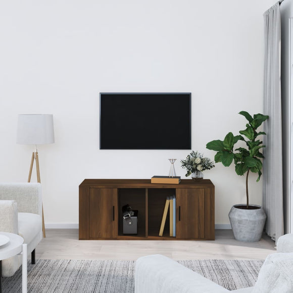 NNEVL TV Cabinet Brown Oak 100x35x40 cm Engineered Wood