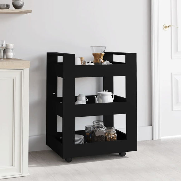 NNEVL Kitchen Trolley Black 60x45x80 cm Engineered Wood