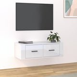 NNEVL Hanging TV Cabinet High Gloss White 80x36x25 cm Engineered Wood