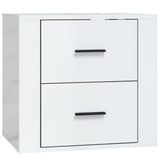 NNEVL Wall-mounted Bedside Cabinet High Gloss White 50x36x47 cm