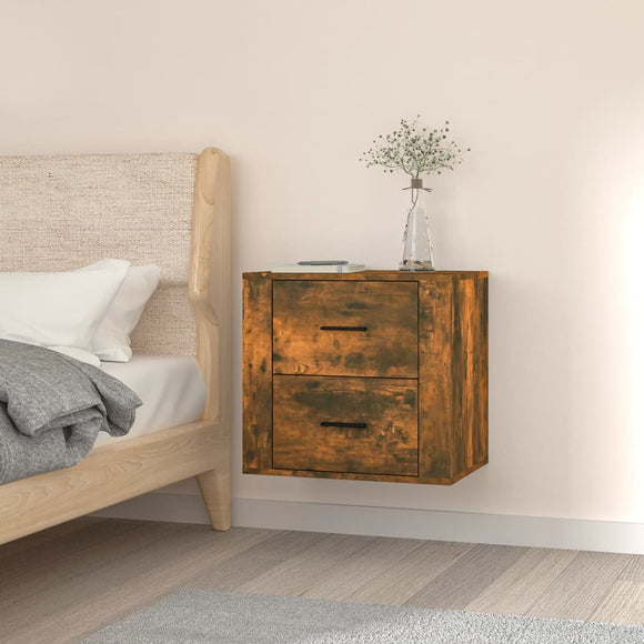 NNEVL Wall-mounted Bedside Cabinet Smoked Oak 50x36x47 cm