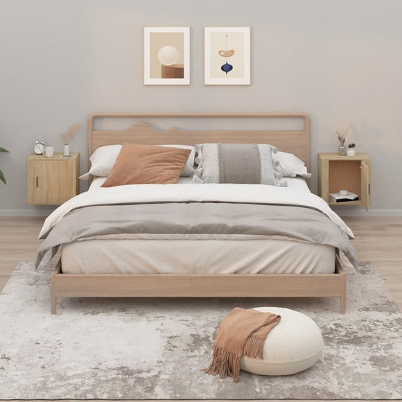 NNEVL Wall-mounted Bedside Cabinets 2 pcs Sonoma Oak 50x30x47 cm