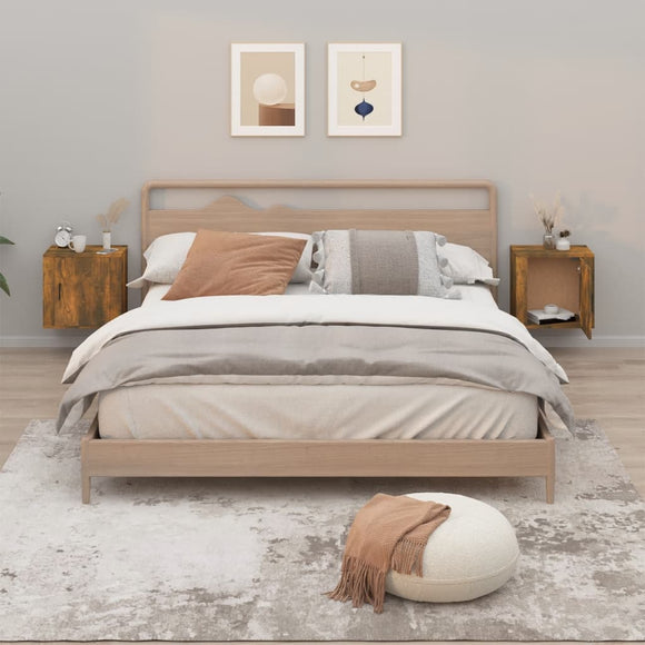 NNEVL Wall-mounted Bedside Cabinets 2 pcs Smoked Oak 50x30x47 cm