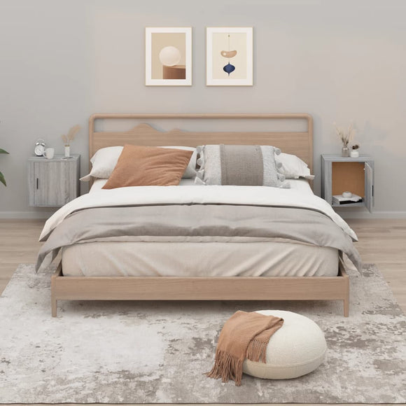 NNEVL Wall-mounted Bedside Cabinets 2 pcs Grey Sonoma 50x30x47 cm