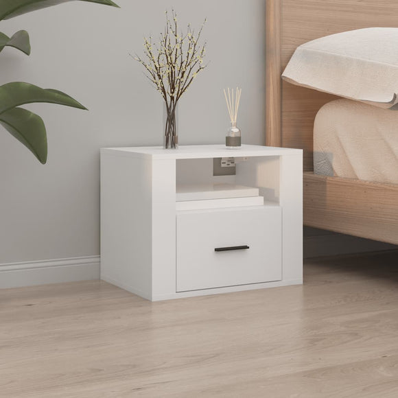 NNEVL Wall-mounted Bedside Cabinet White 50x36x40 cm