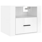 NNEVL Wall-mounted Bedside Cabinet High Gloss White 50x36x40 cm
