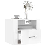 NNEVL Wall-mounted Bedside Cabinet High Gloss White 50x36x40 cm