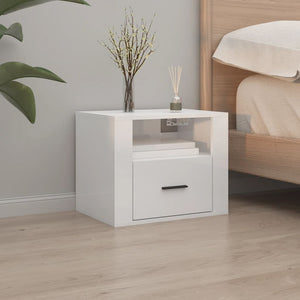 NNEVL Wall-mounted Bedside Cabinet High Gloss White 50x36x40 cm