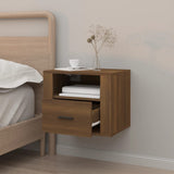 NNEVL Wall-mounted Bedside Cabinet Brown Oak 50x36x40 cm