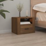 NNEVL Wall-mounted Bedside Cabinet Brown Oak 50x36x40 cm