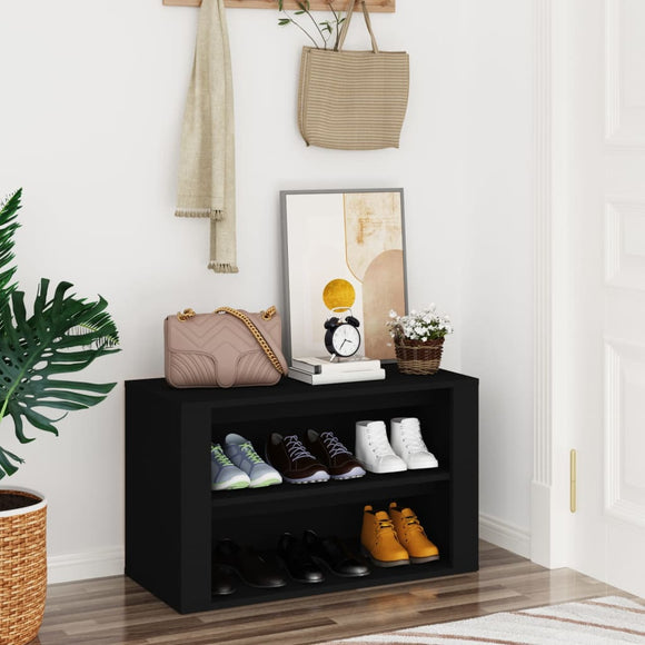 NNEVL Shoe Rack Black 75x35x45 cm Engineered Wood