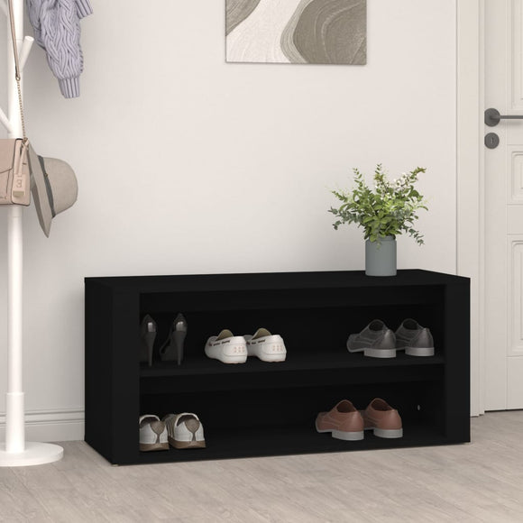NNEVL Shoe Rack Black 100x35x45 cm Engineered Wood