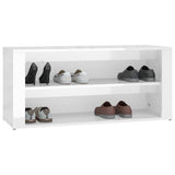 NNEVL Shoe Rack High Gloss White 100x35x45 cm Engineered Wood