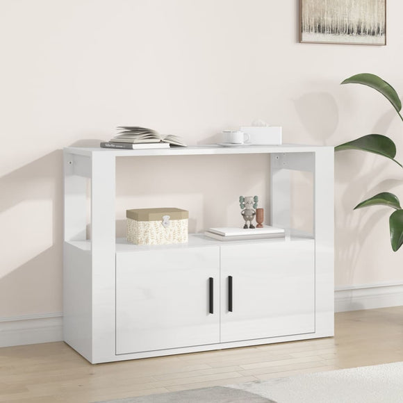 NNEVL Sideboard High Gloss White 80x30x60 cm Engineered Wood