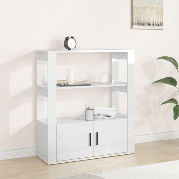 NNEVL Sideboard High Gloss White 80x30x90 cm Engineered Wood