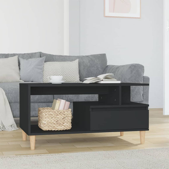 NNEVL Coffee Table Black 90x49x45 cm Engineered Wood