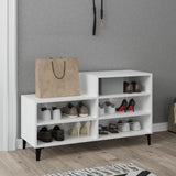 NNEVL Shoe Cabinet High Gloss White 102x36x60 cm Engineered Wood