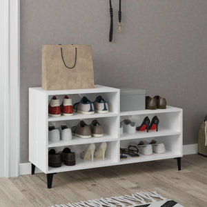 NNEVL Shoe Cabinet High Gloss White 102x36x60 cm Engineered Wood