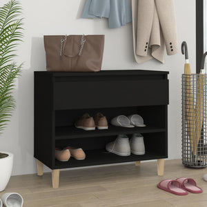 NNEVL Shoe Cabinet Black 70x36x60 cm Engineered Wood