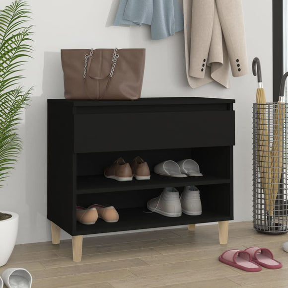 NNEVL Shoe Cabinet Black 70x36x60 cm Engineered Wood