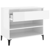 NNEVL Shoe Cabinet High Gloss White 70x36x60 cm Engineered Wood