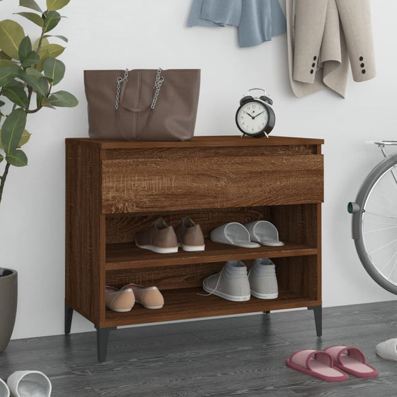 NNEVL Shoe Cabinet Smoked Oak 70x36x60 cm Engineered Wood