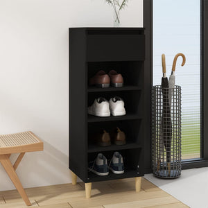 NNEVL Shoe Cabinet Black 40x36x105 cm Engineered Wood