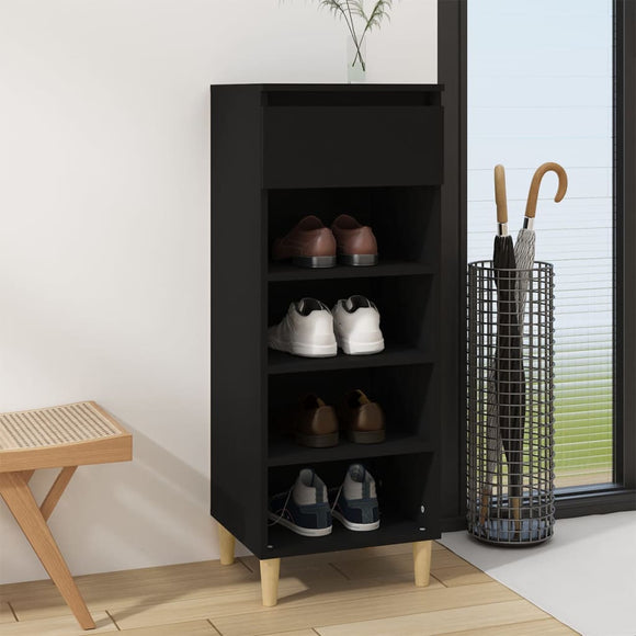 NNEVL Shoe Cabinet Black 40x36x105 cm Engineered Wood