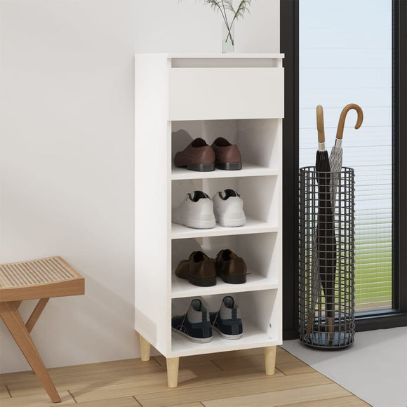 NNEVL Shoe Cabinet High Gloss White 40x36x105 cm Engineered Wood