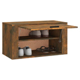 NNEVL Wall-mounted Shoe Cabinet Smoked Oak 70x35x38 cm Solid Wood Pine