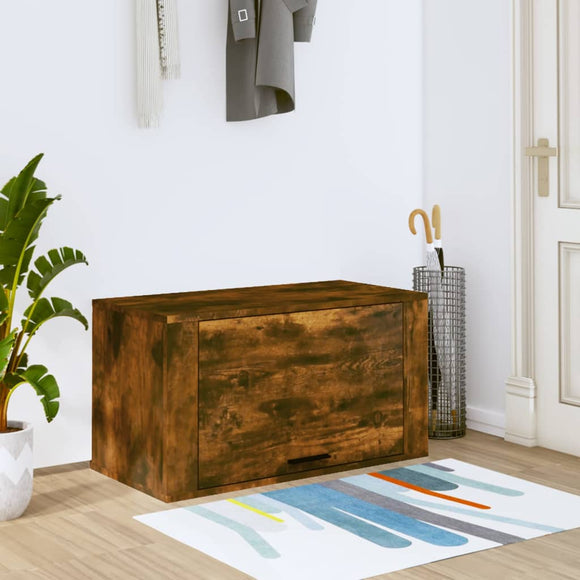 NNEVL Wall-mounted Shoe Cabinet Smoked Oak 70x35x38 cm Solid Wood Pine