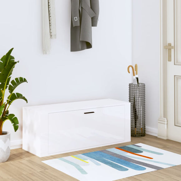 NNEVL Wall Shoe Cabinet High Gloss White 100x35x38 cm Engineered Wood