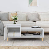 NNEVL Coffee Table High Gloss White 100x50x45 cm Engineered Wood