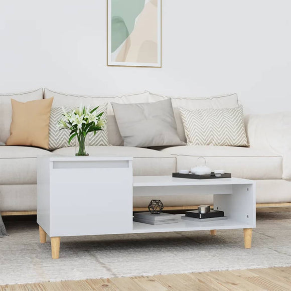 NNEVL Coffee Table High Gloss White 100x50x45 cm Engineered Wood