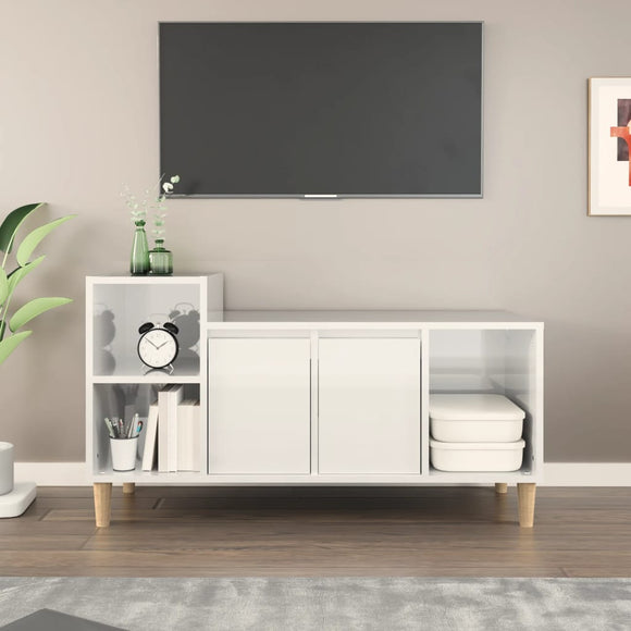 NNEVL TV Cabinet High Gloss White 100x35x55 cm Engineered Wood