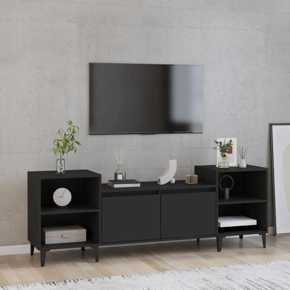 NNEVL TV Cabinet Black 160x35x55 cm Engineered Wood