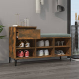 NNEVL Shoe Cabinet Smoked Oak 102x36x60 cm Engineered Wood
