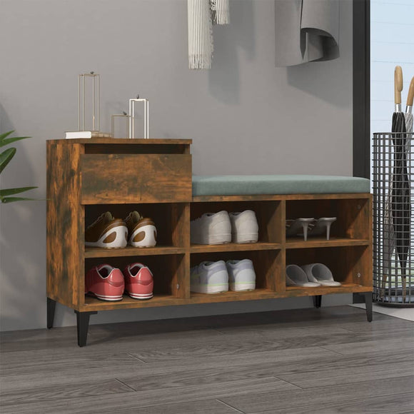 NNEVL Shoe Cabinet Smoked Oak 102x36x60 cm Engineered Wood