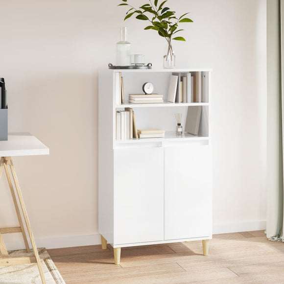 NNEVL Highboard High Gloss White 60x36x110 cm Engineered Wood